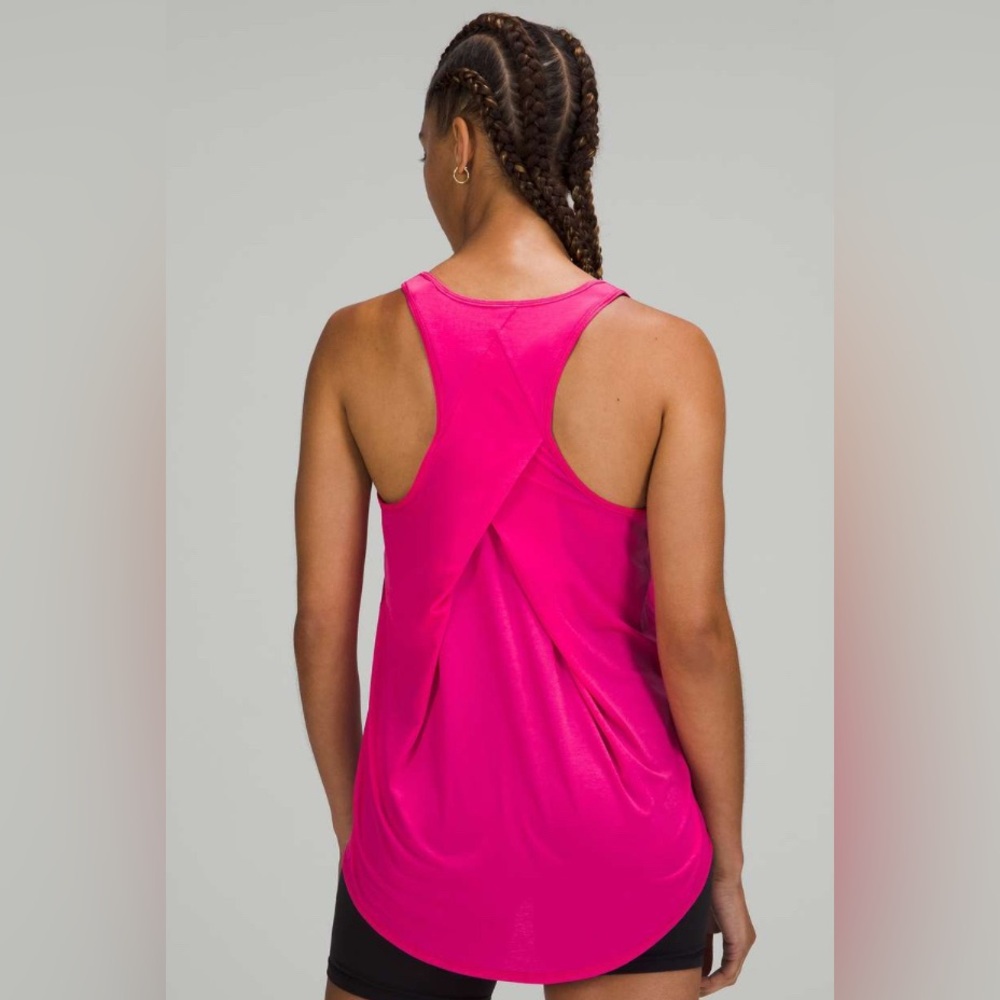 SOLD NWT Essentals Pleated Tank Racerback Sonic Pink - Picture 4 of 5